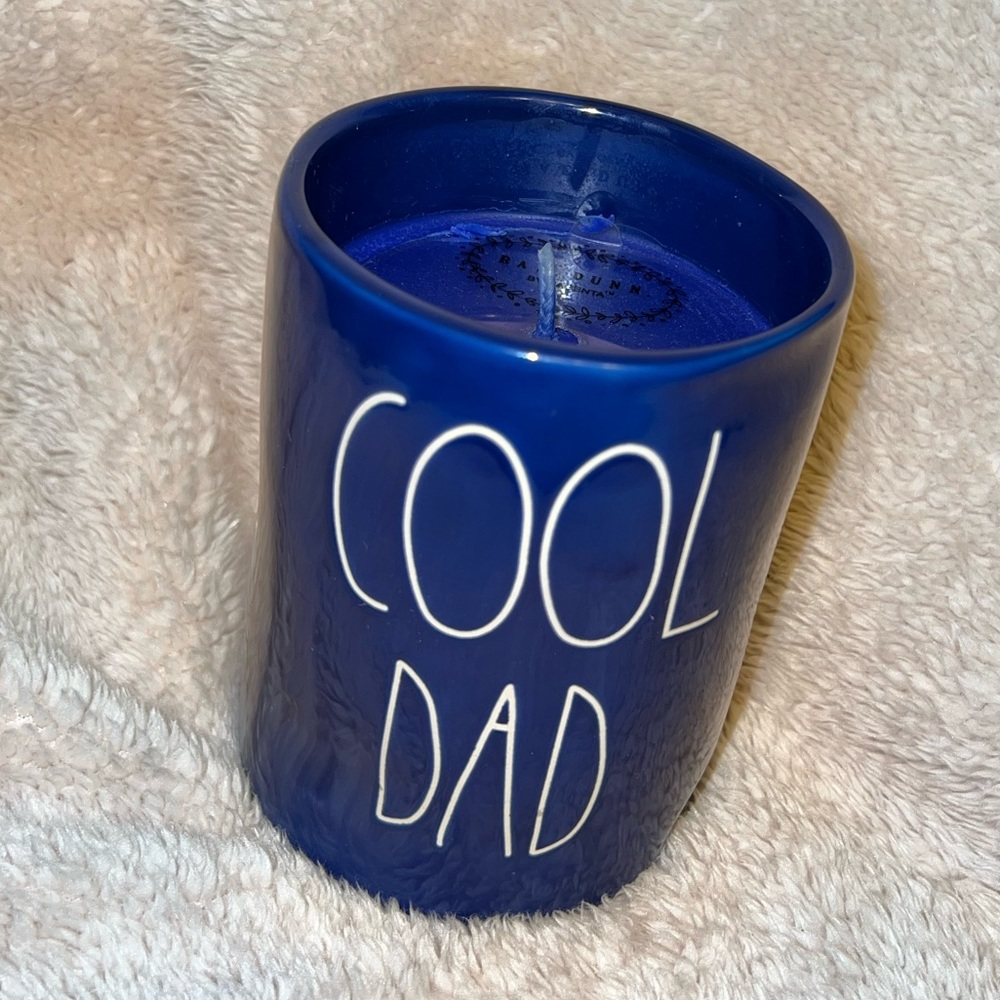 🔥NWT Rae Dunn COOL DAD Large Blue Ceramic Candle 11.4 oz